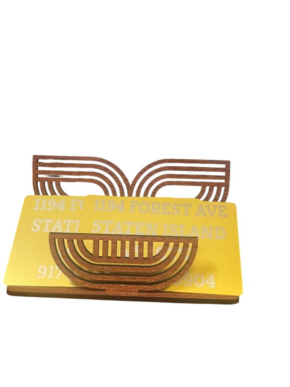 Wooden Business Card Holder, Laser Cut Geometric Design, Boho Style,